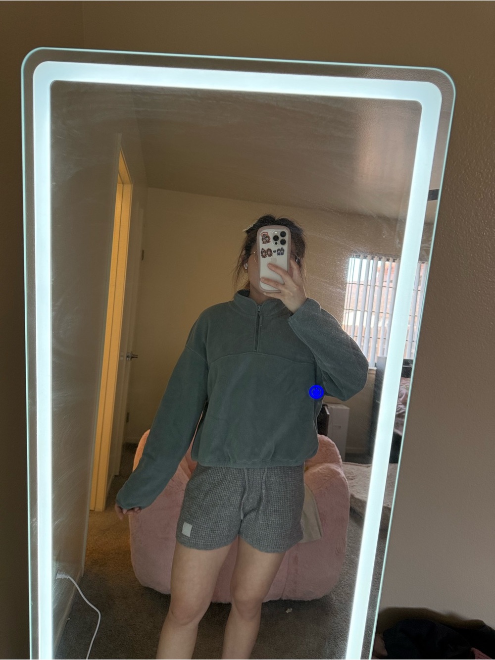 Women's Forest Green Quarter-Zip Fleece Pullover